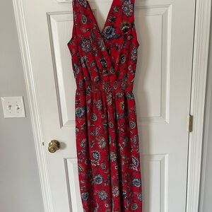 Floral Red Sleeveless Romper Jumpsuit